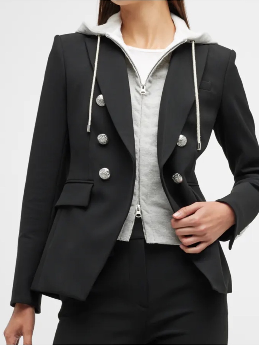 Veronica Beard Black Miller Dickey Jacket with Silver Buttons - Picture 3 of 11